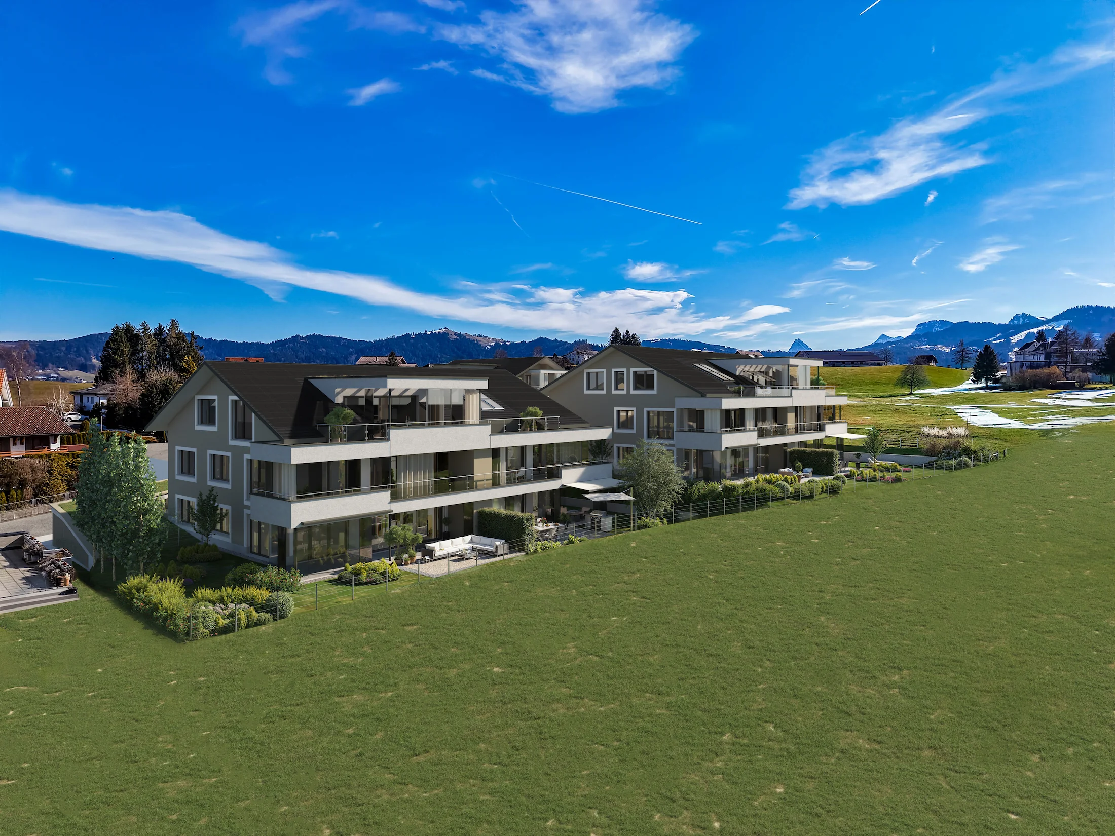 Südwestfassade von Grütli12 in Einsiedeln